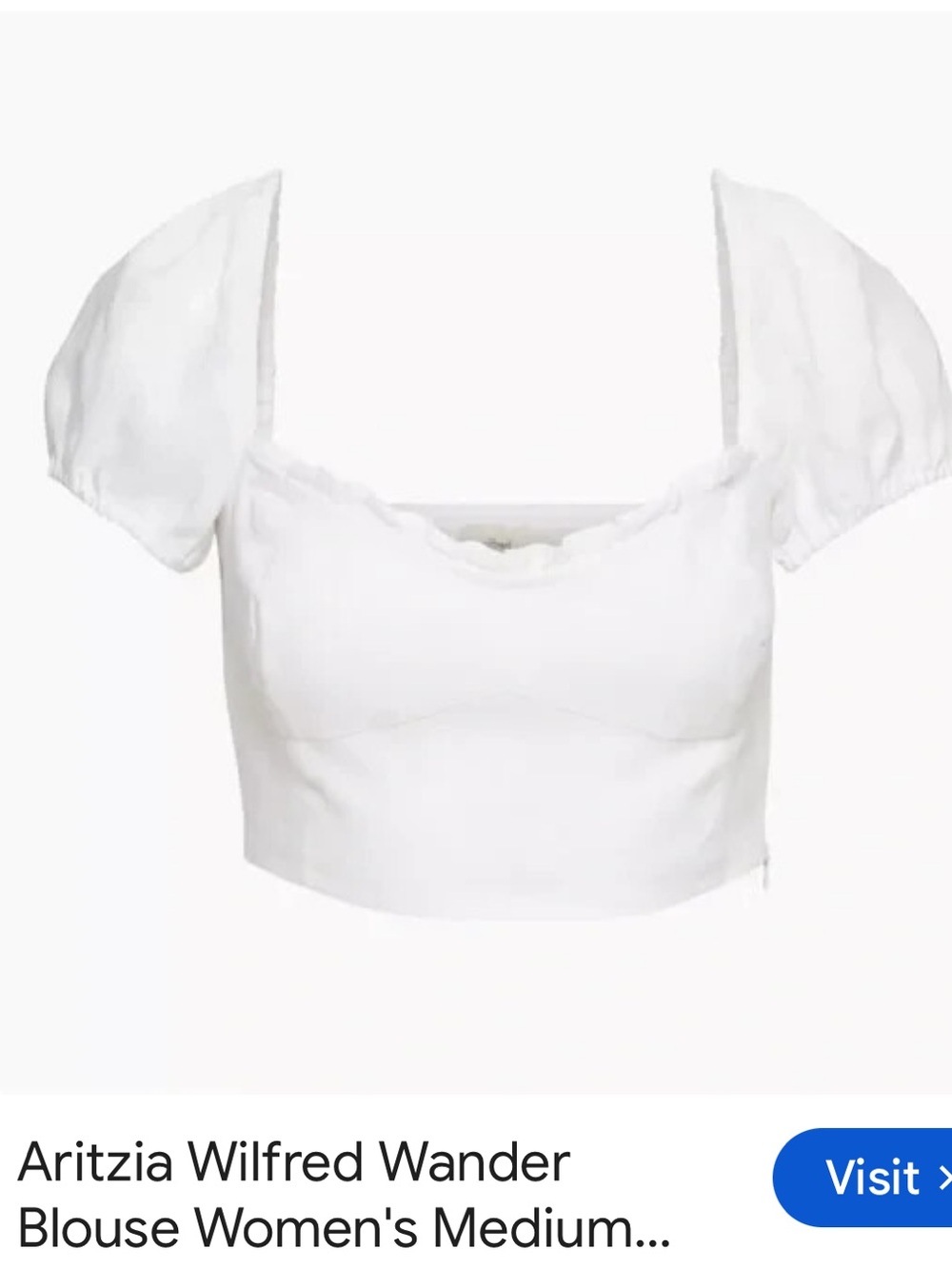 Aritzia Wilfred Wander White Square-Neck Puff-Sleeve Blouse